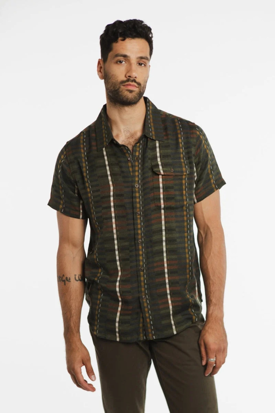 Bridge & Burn Olive Multi Stripe Shirt/22953